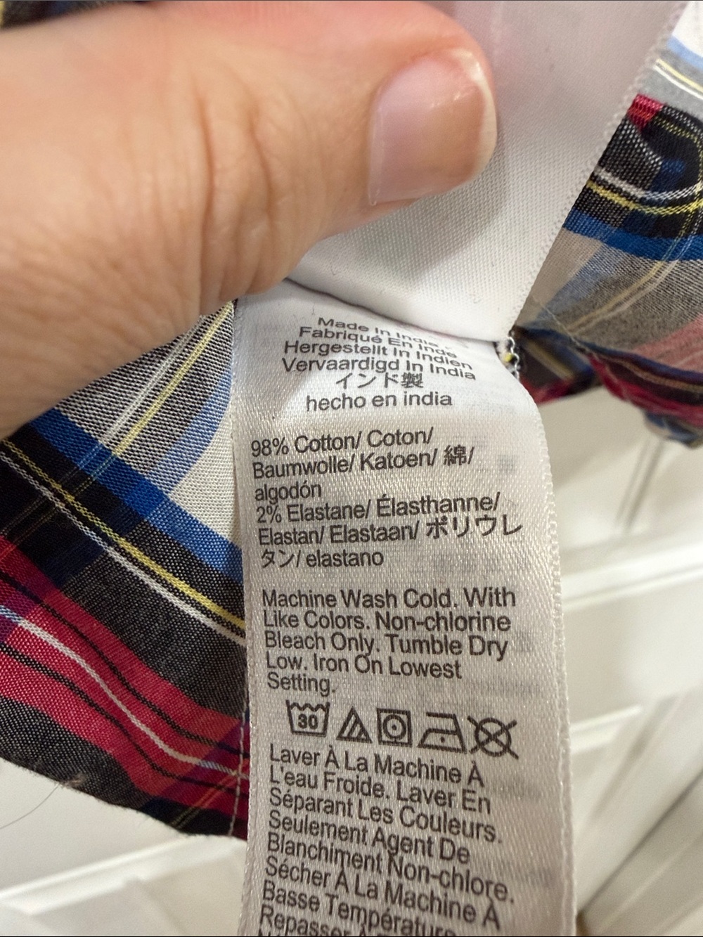 EUC J. Crew Red, Cream & Blue Tartan Plaid Ruffle-Neck Blouse - Picture 6 of 6